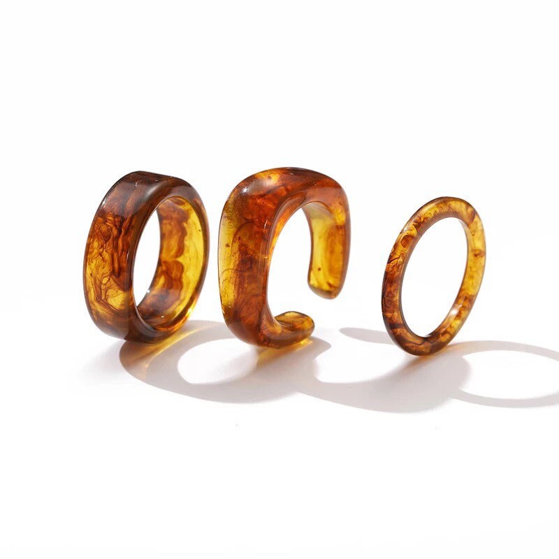 Brown Chunky Resin Rings