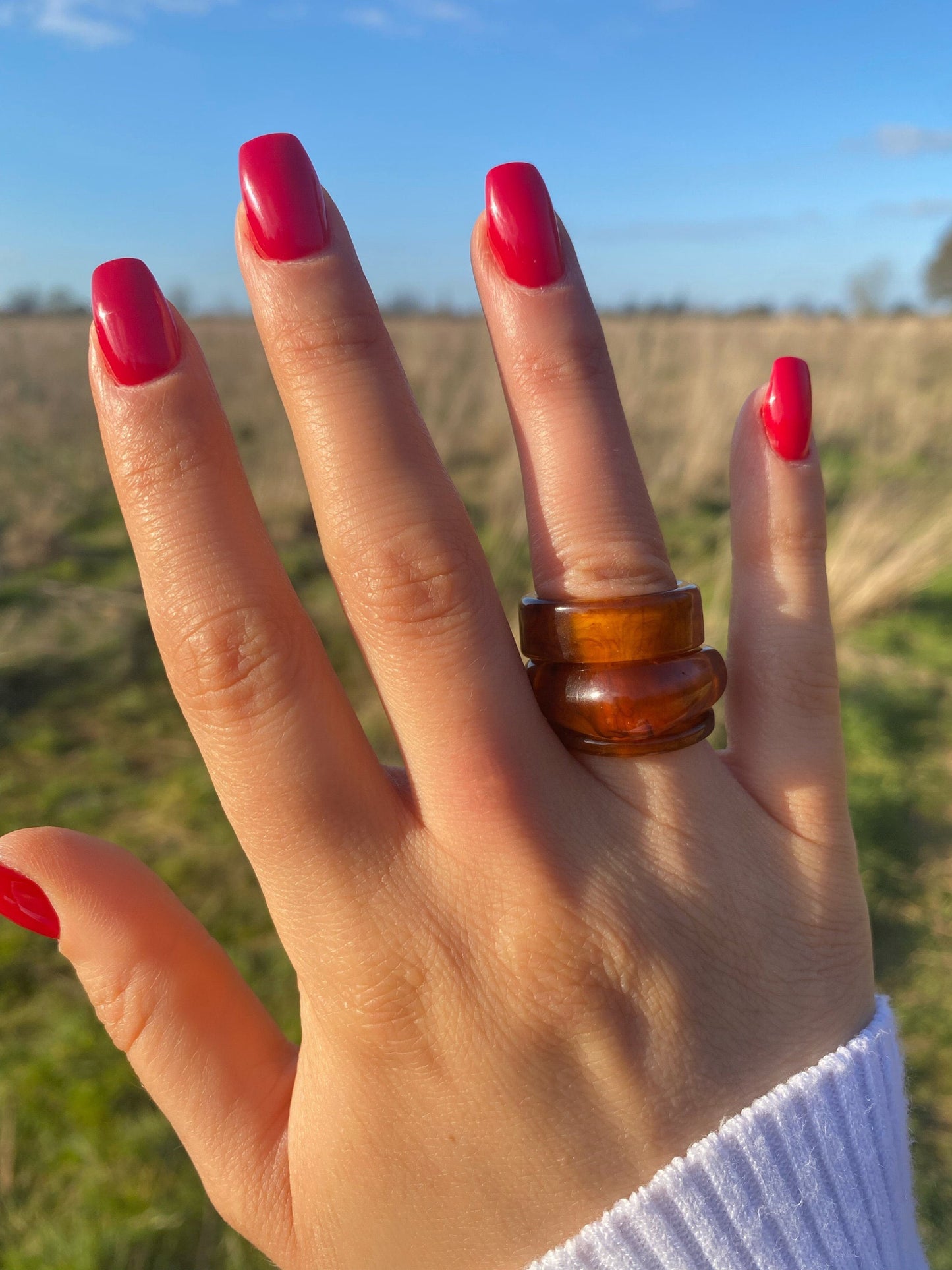 Brown Chunky Resin Rings