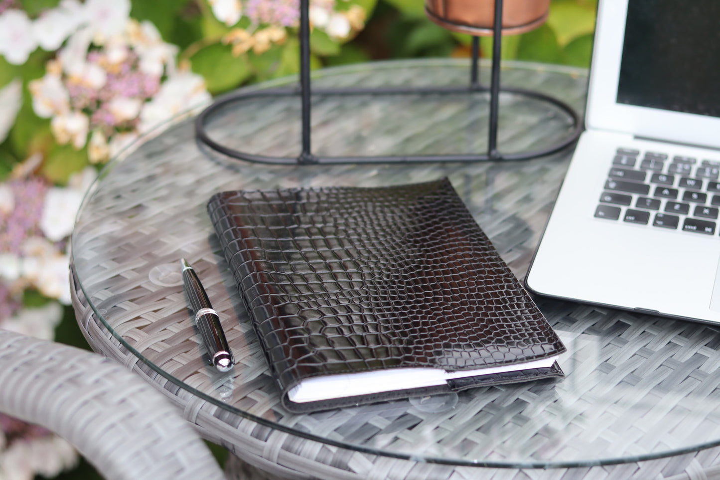 Black Glossy Leather Book Cover