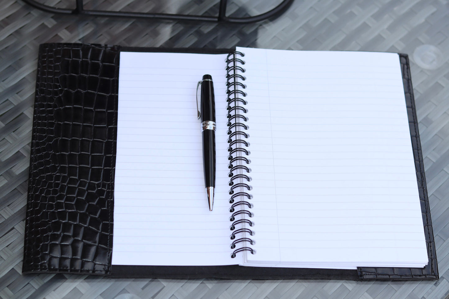 Black Glossy Leather Book Cover