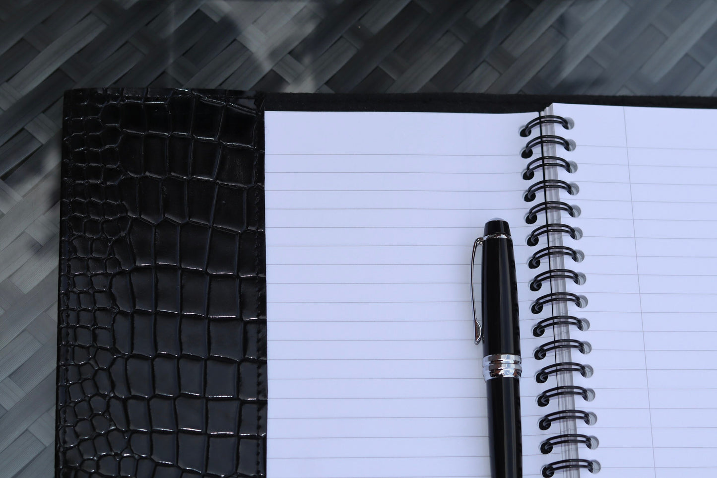 Black Glossy Leather Book Cover