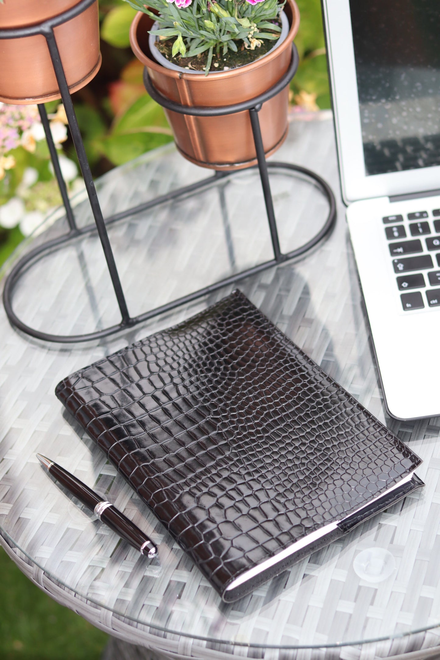 Black Glossy Leather Book Cover