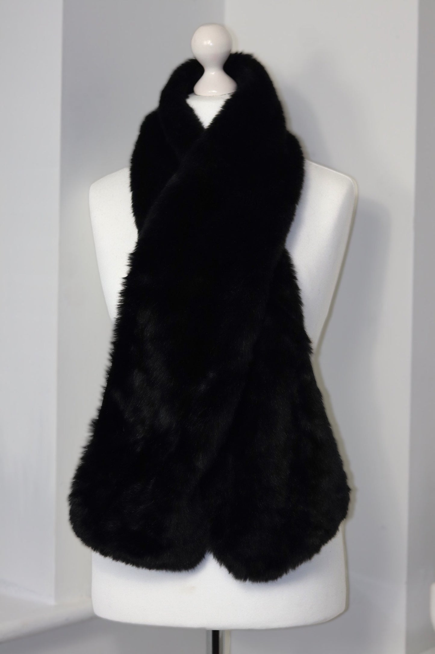 Black Faux Fur Scarf