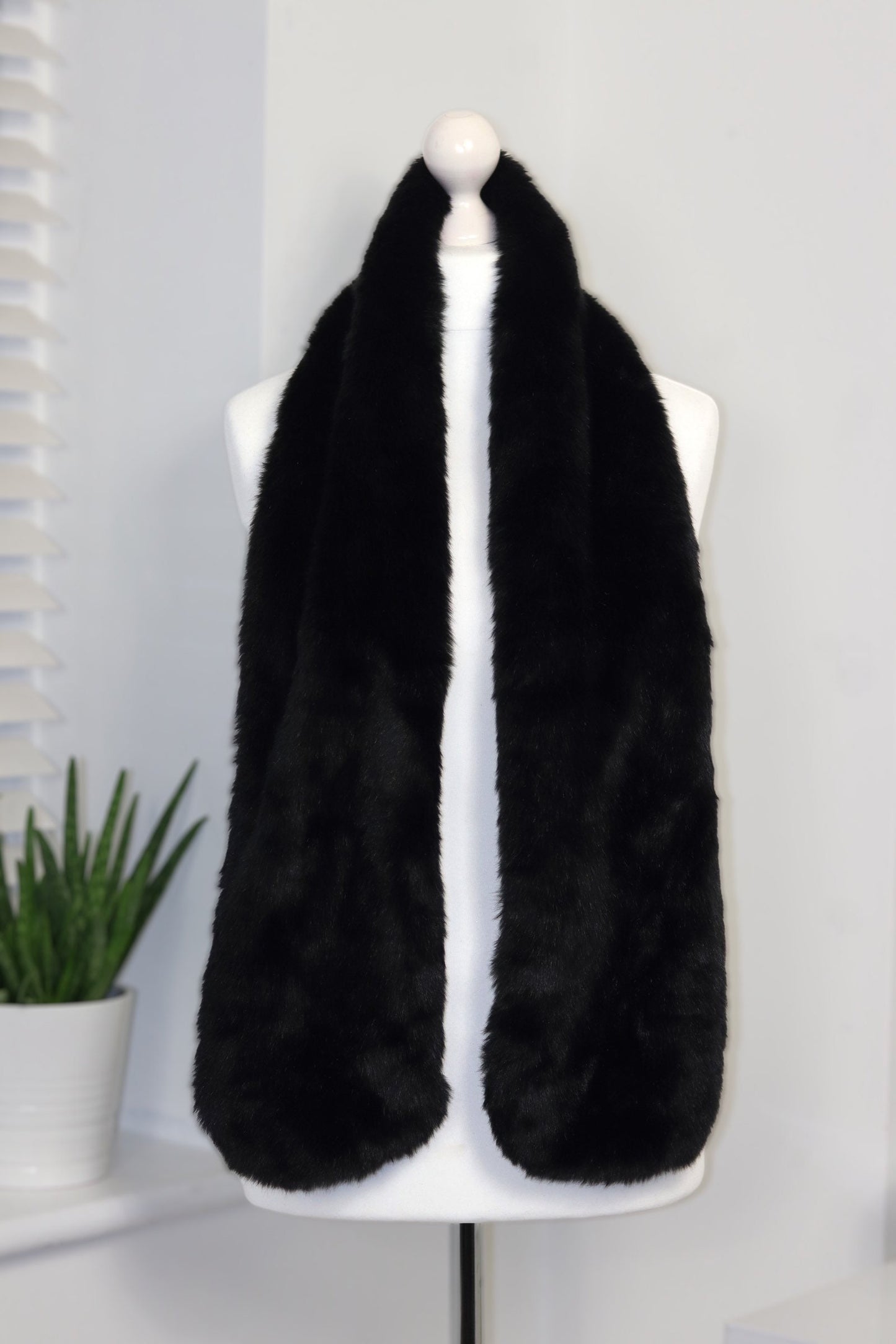 Black Faux Fur Scarf