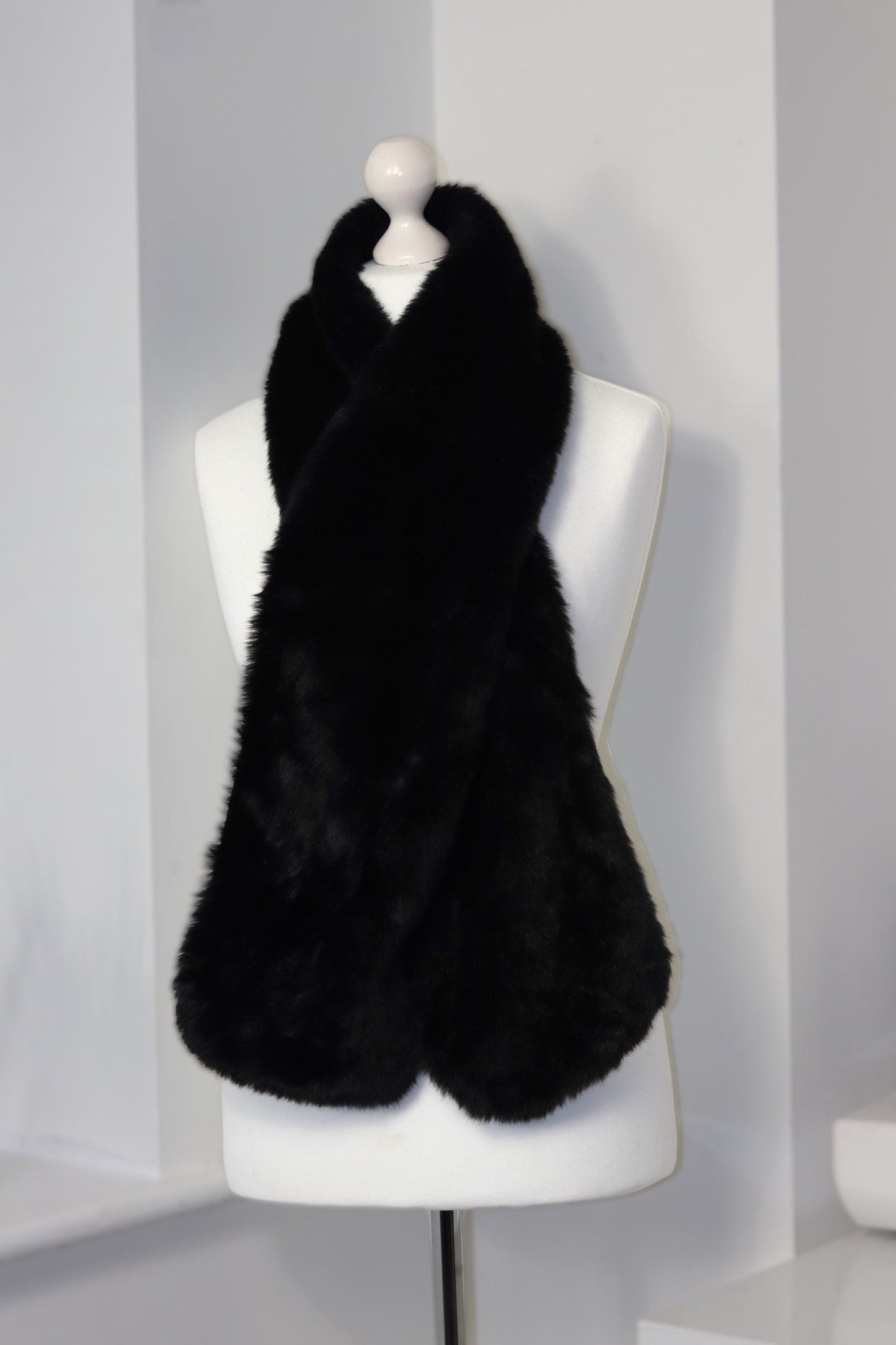 Black Faux Fur Scarf