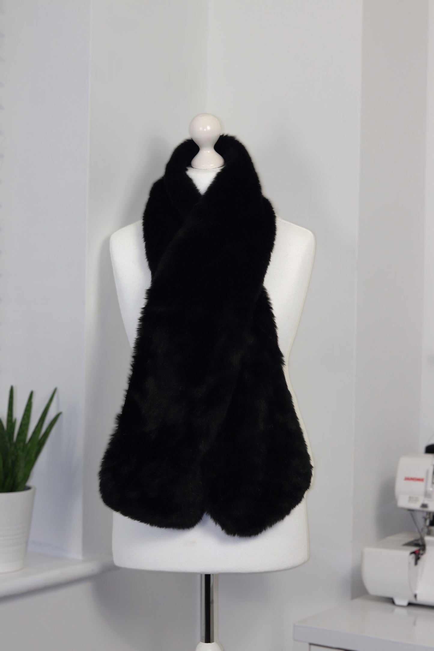 Black Faux Fur Scarf
