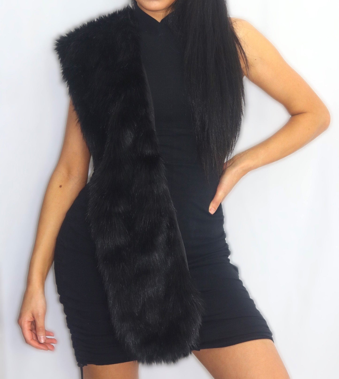Black Faux Fur Scarf