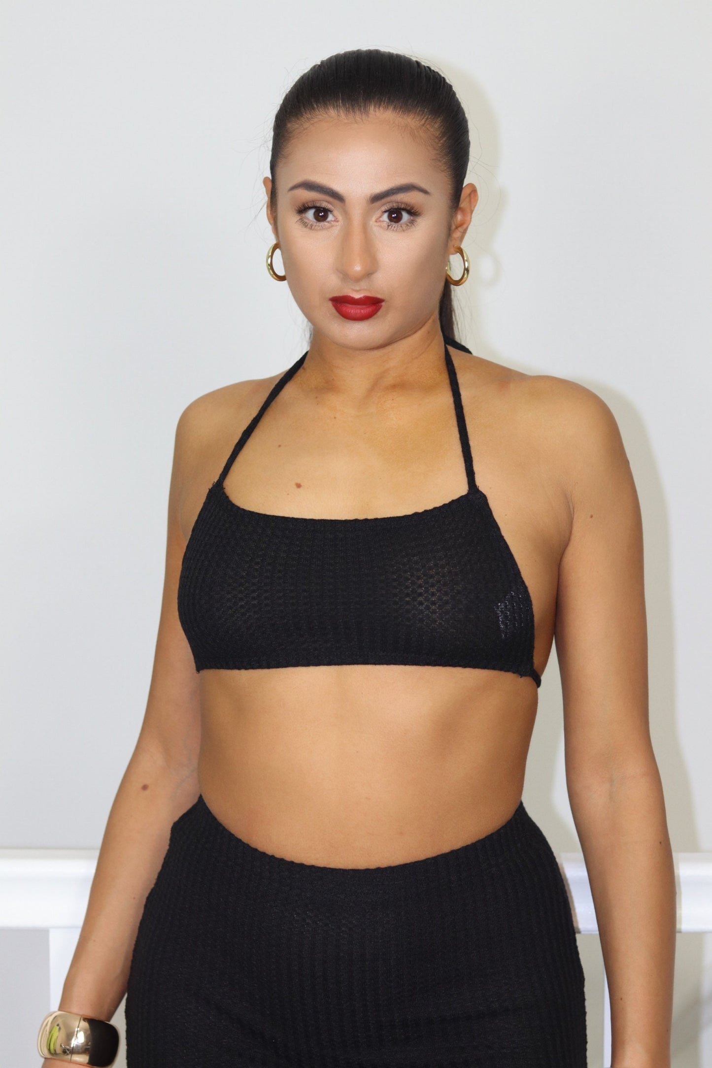 Black Knitted Crop Top