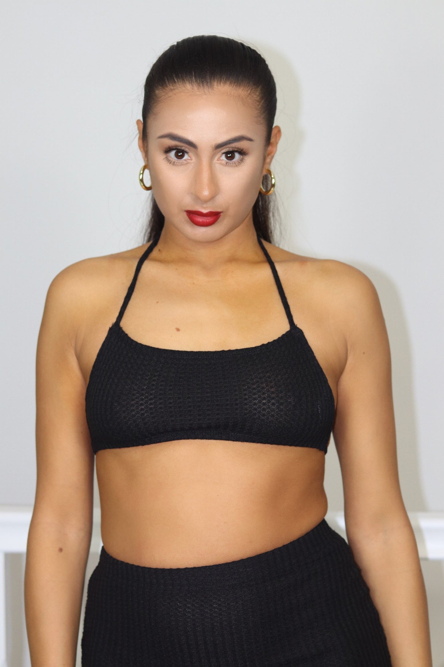 Black Knitted Crop Top
