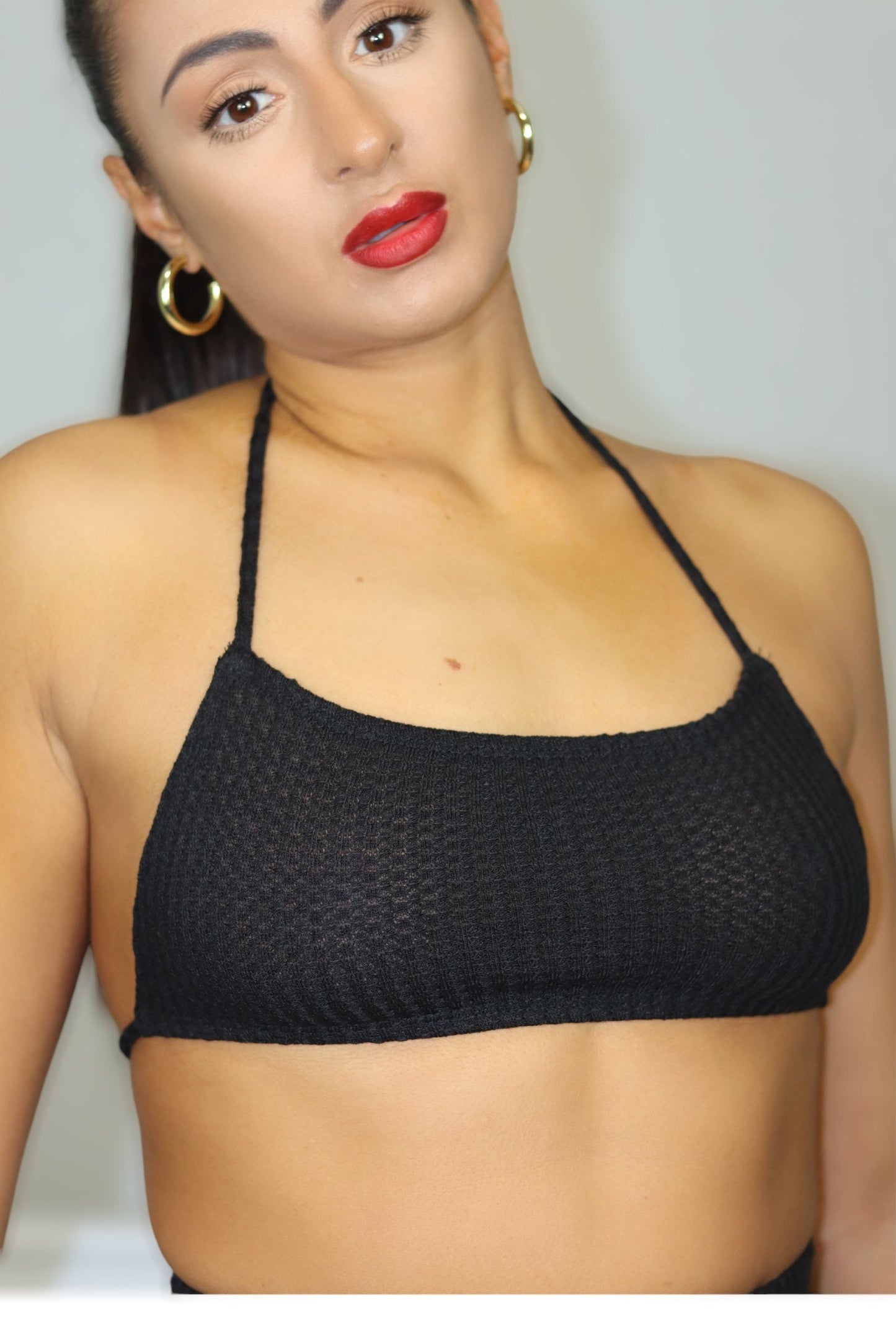 Black Knitted Crop Top