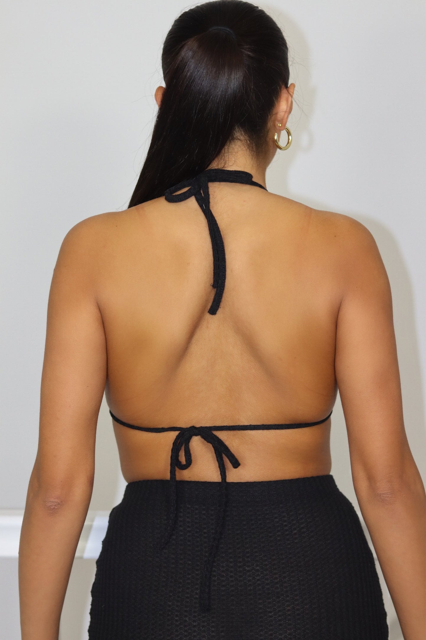 Black Knitted Crop Top