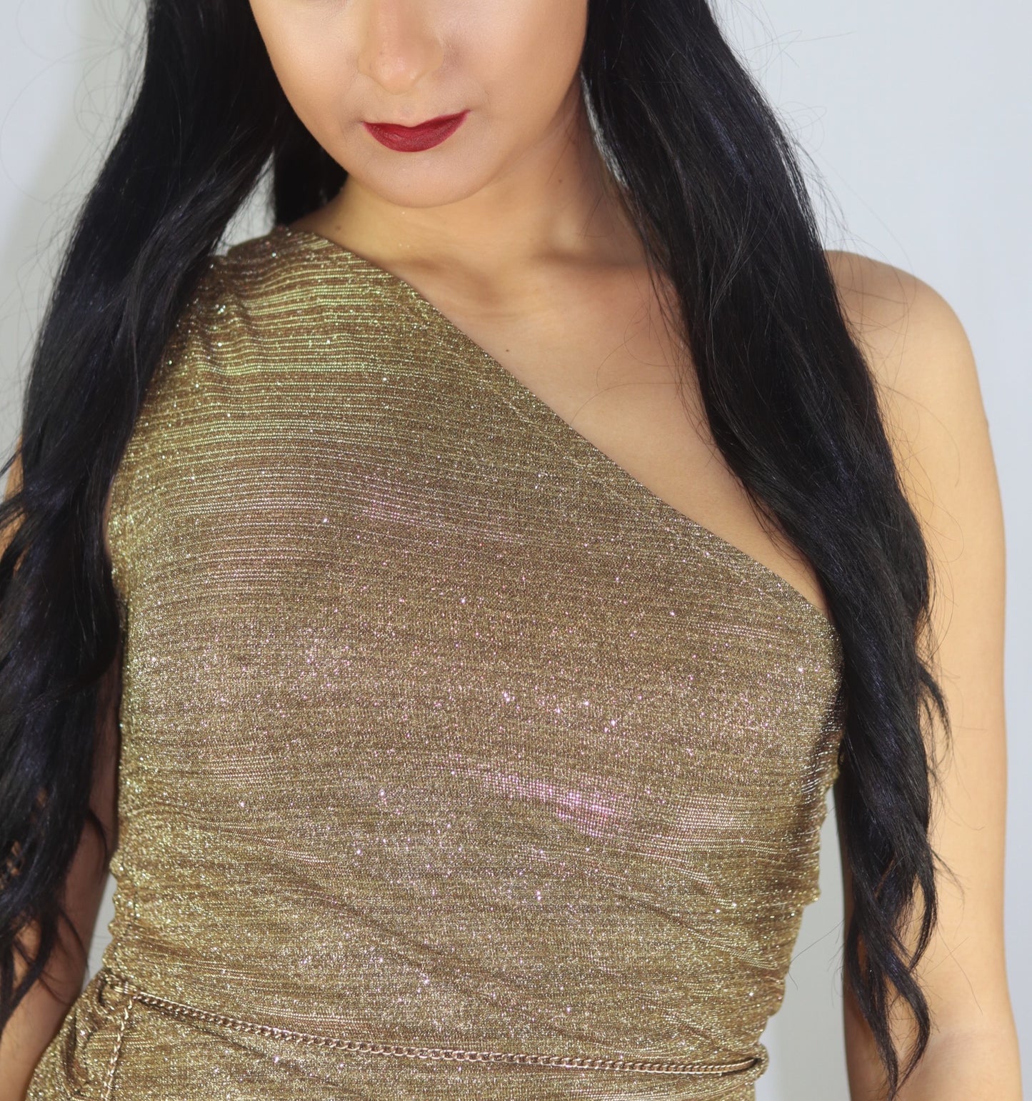 One Shoulder Glitter Dress