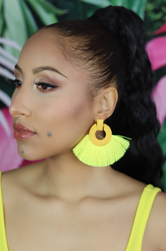 Yellow Bohemia Tassel Earrings