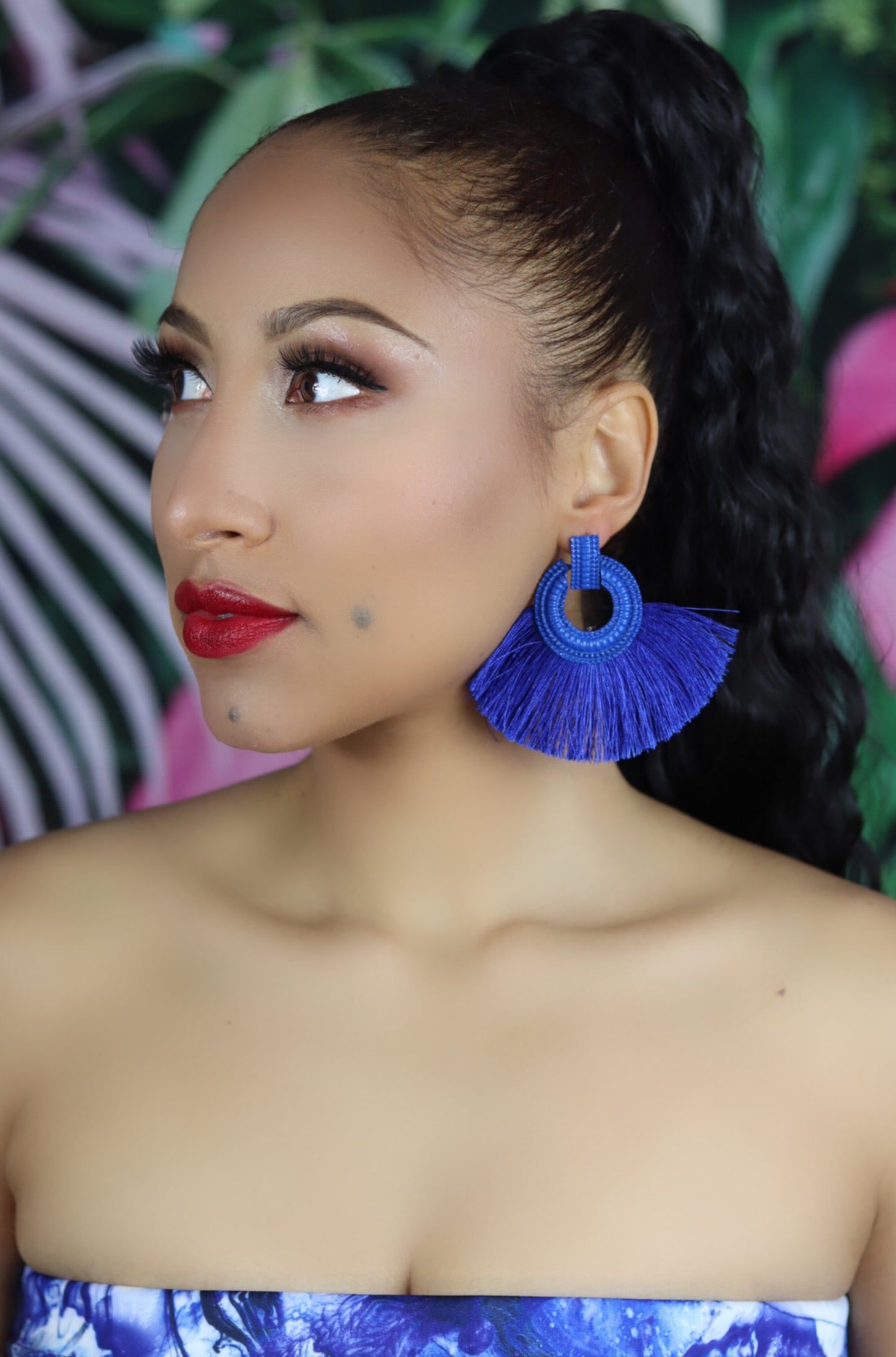 Blue Bohemia Tassel Earrings