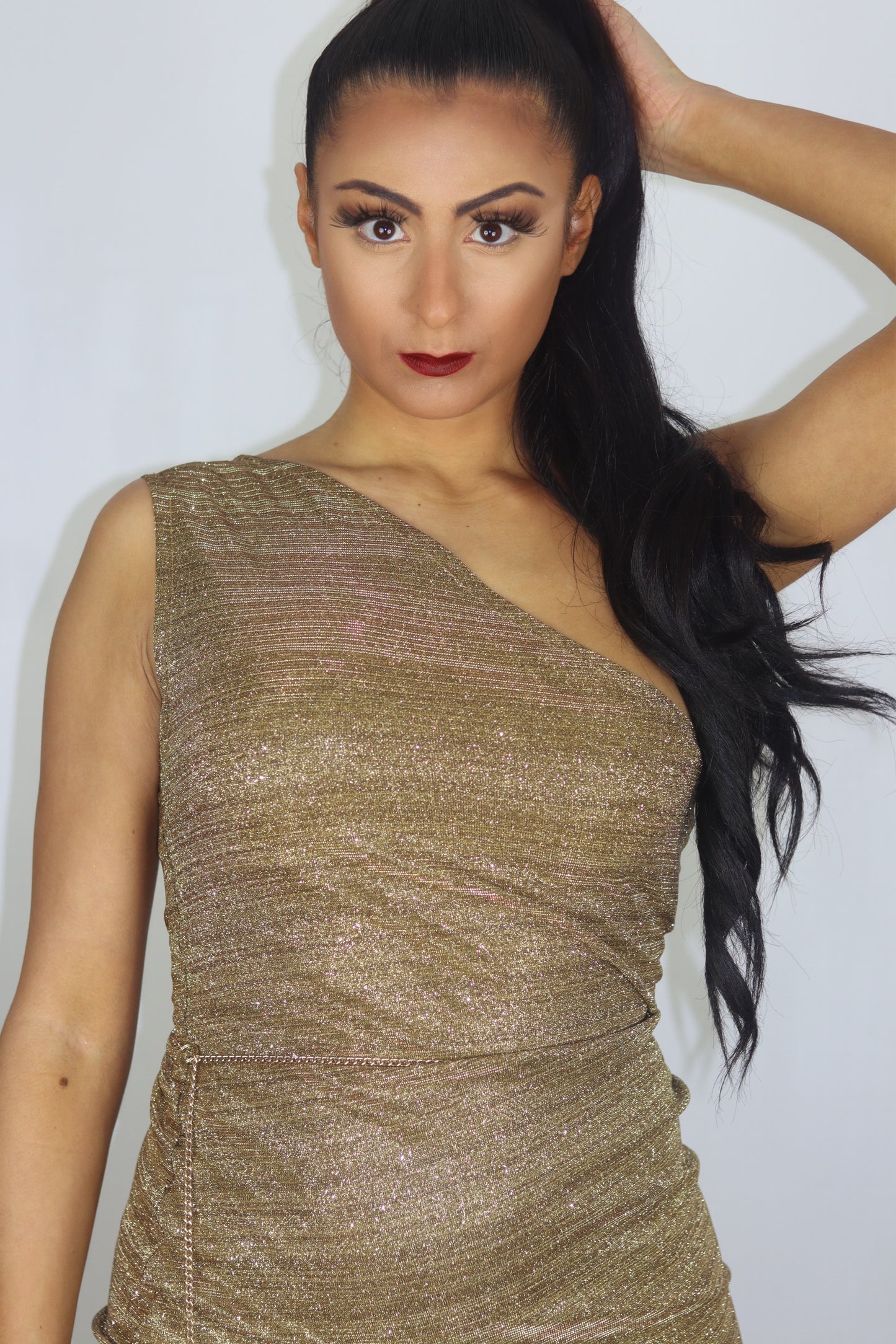 One Shoulder Glitter Dress