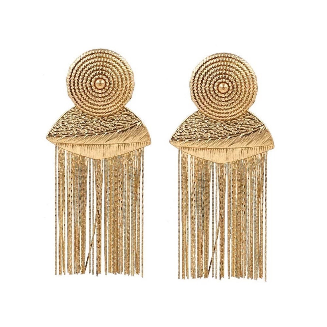 Gold Metallic Tassel Earrings