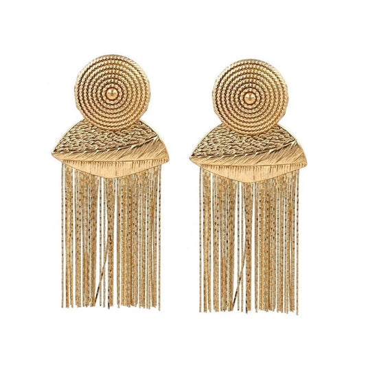 Gold Metallic Tassel Earrings