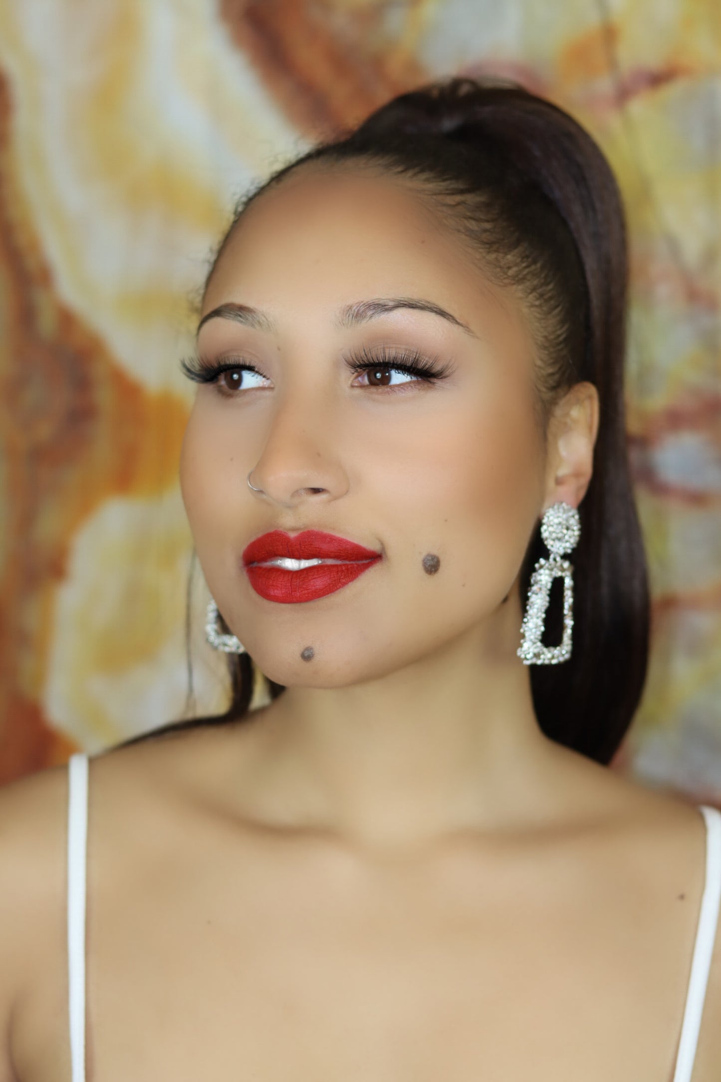 Silver Rectangle Chunky Dropdown Earrings