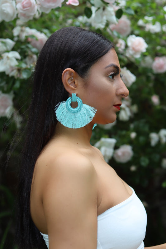 Aqua Bohemia Tassel Earrings
