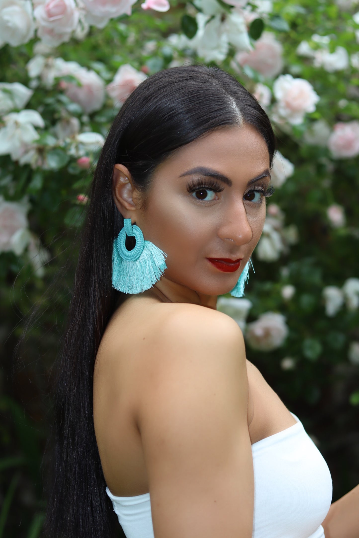 Aqua Bohemia Tassel Earrings