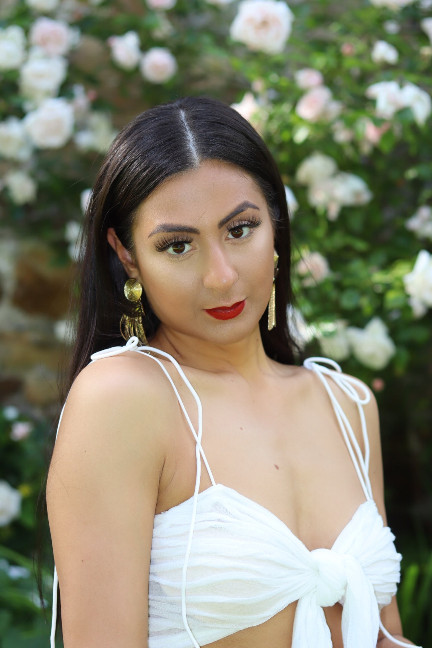 Gold Metallic Tassel Earrings