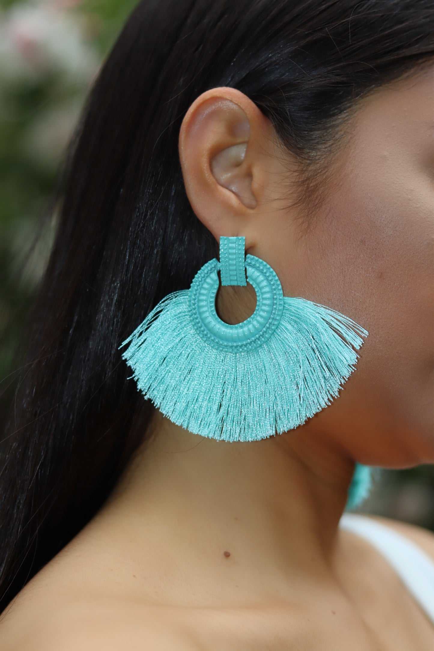 Aqua Bohemia Tassel Earrings