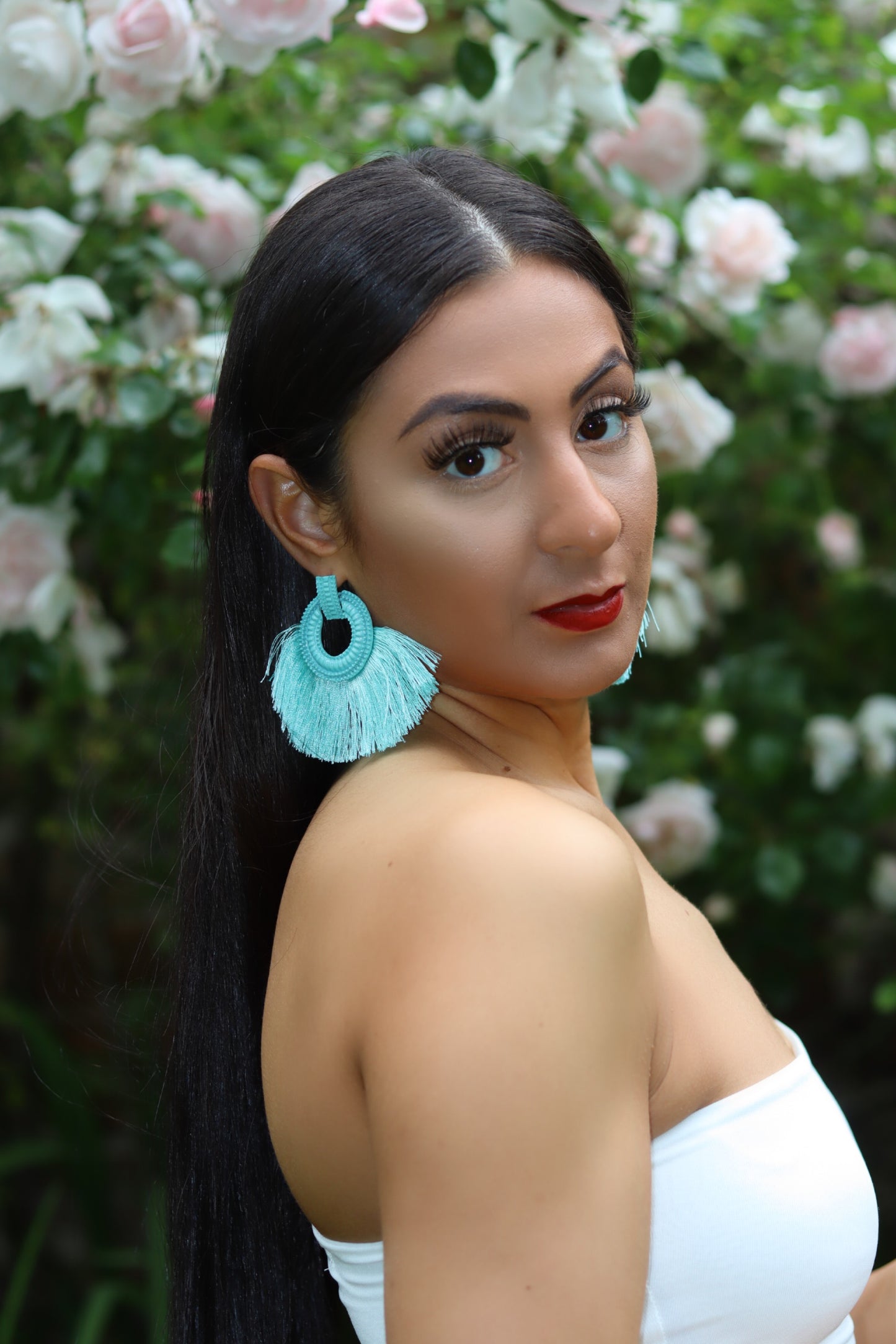 Aqua Bohemia Tassel Earrings