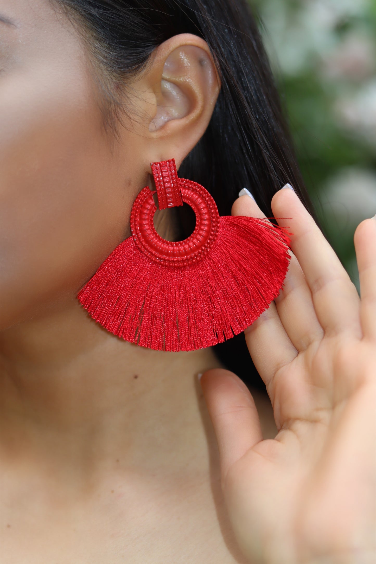 Red Bohemia Tassel Earrings