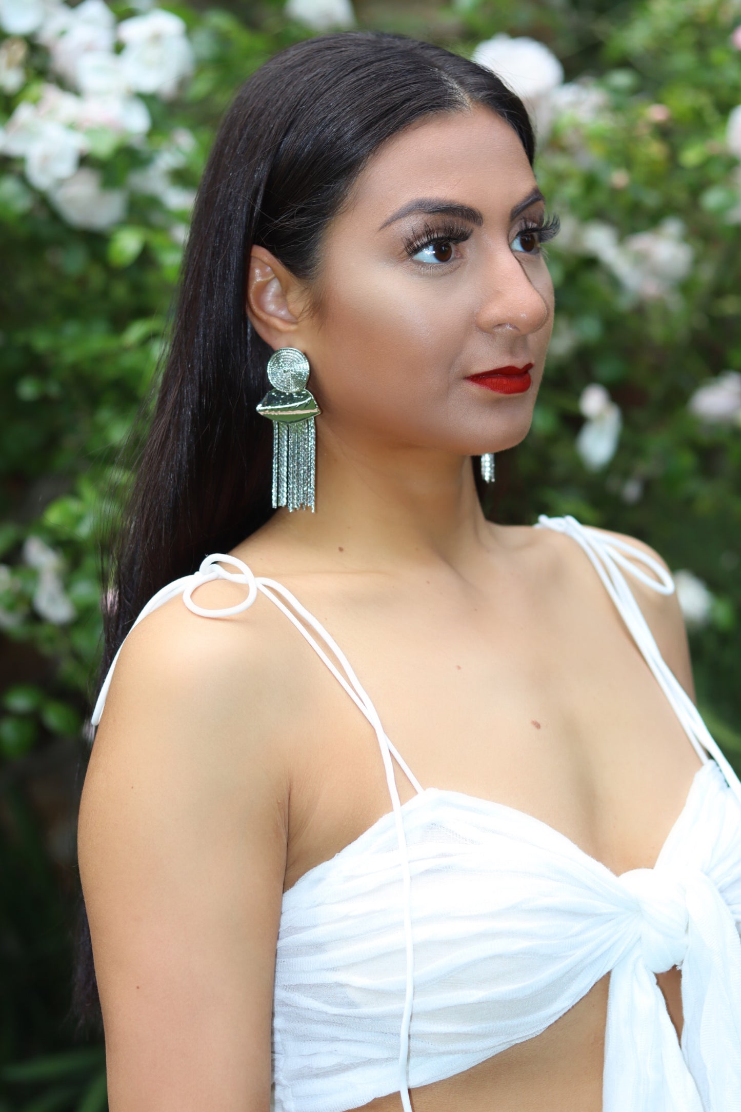 Silver Metallic Tassel Earrings