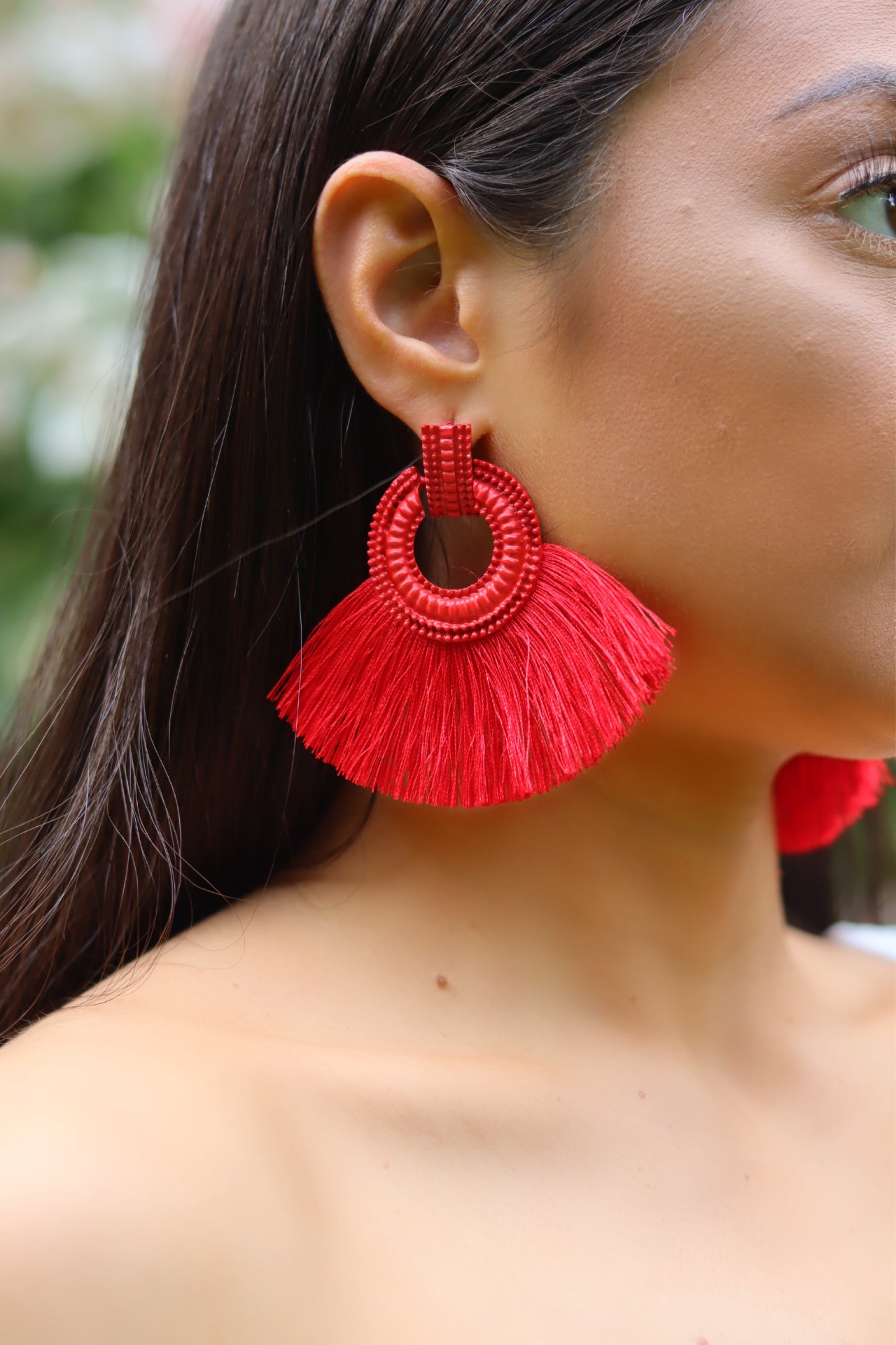 Red Bohemia Tassel Earrings