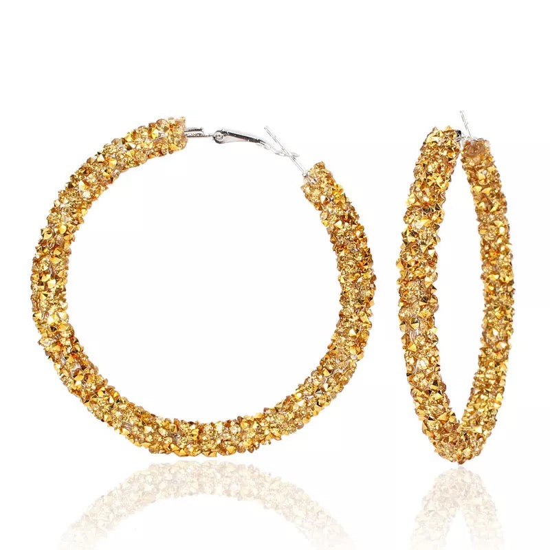 Gold Rhinestone Hoop Earrings
