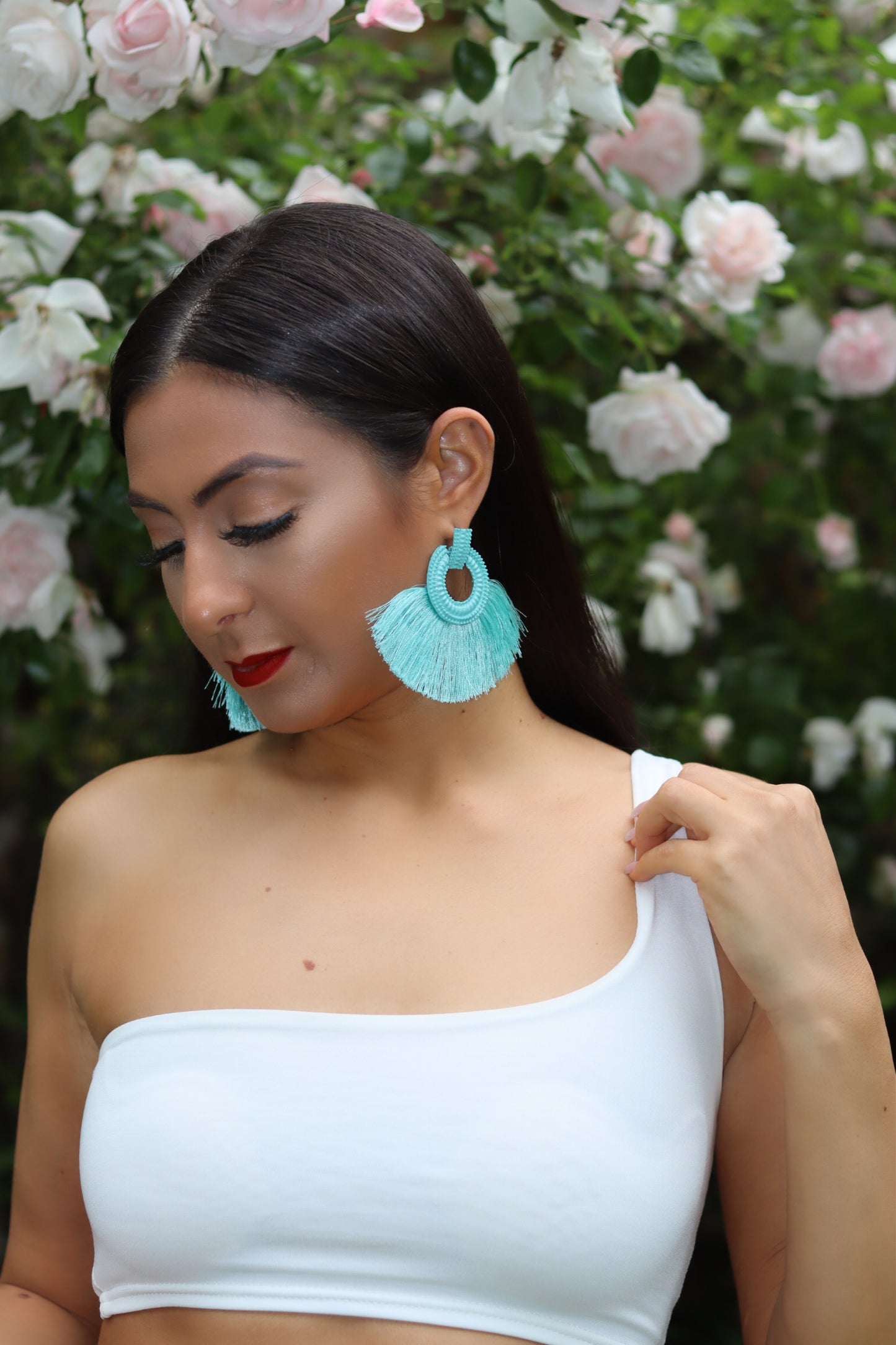 Aqua Bohemia Tassel Earrings