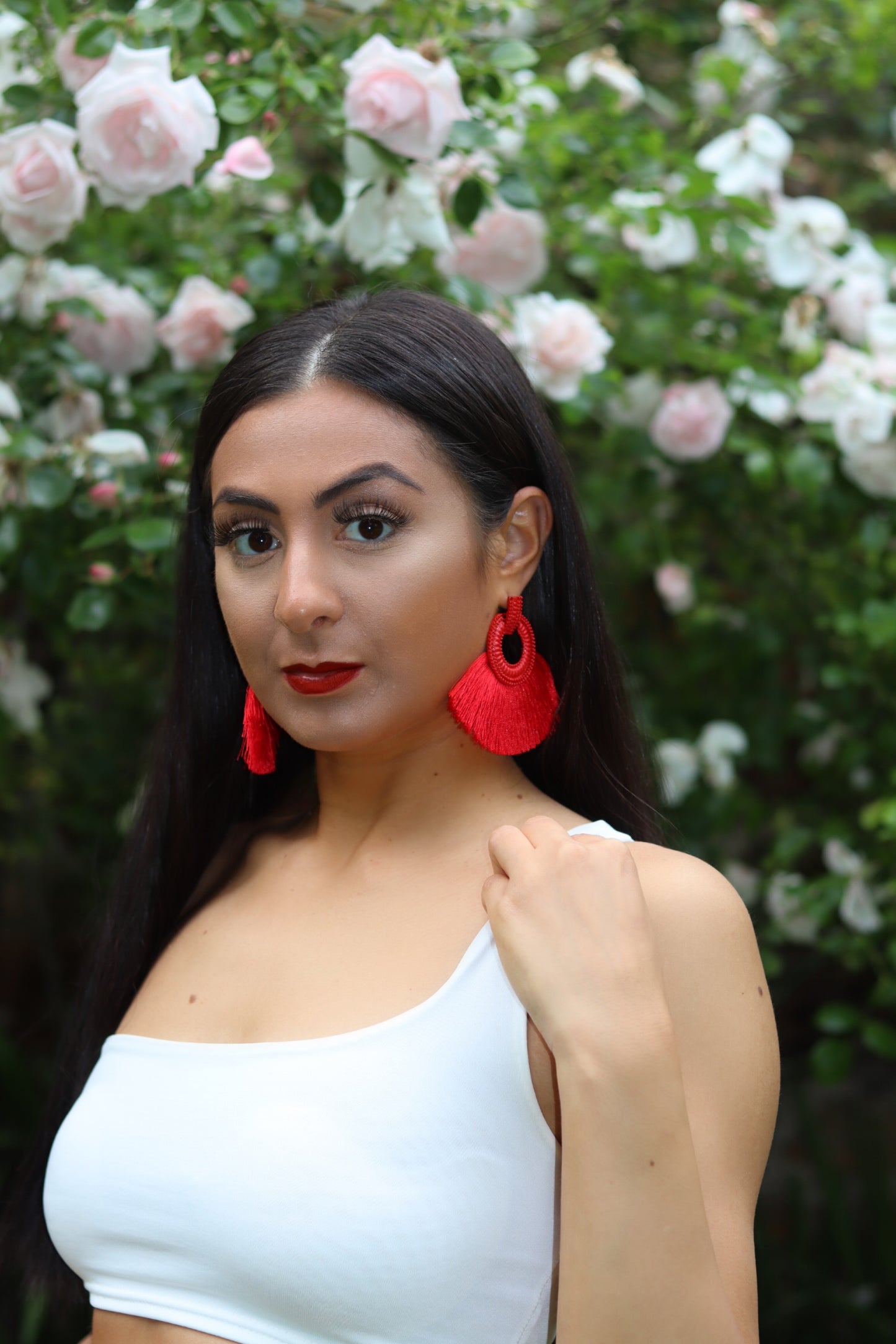Red Bohemia Tassel Earrings
