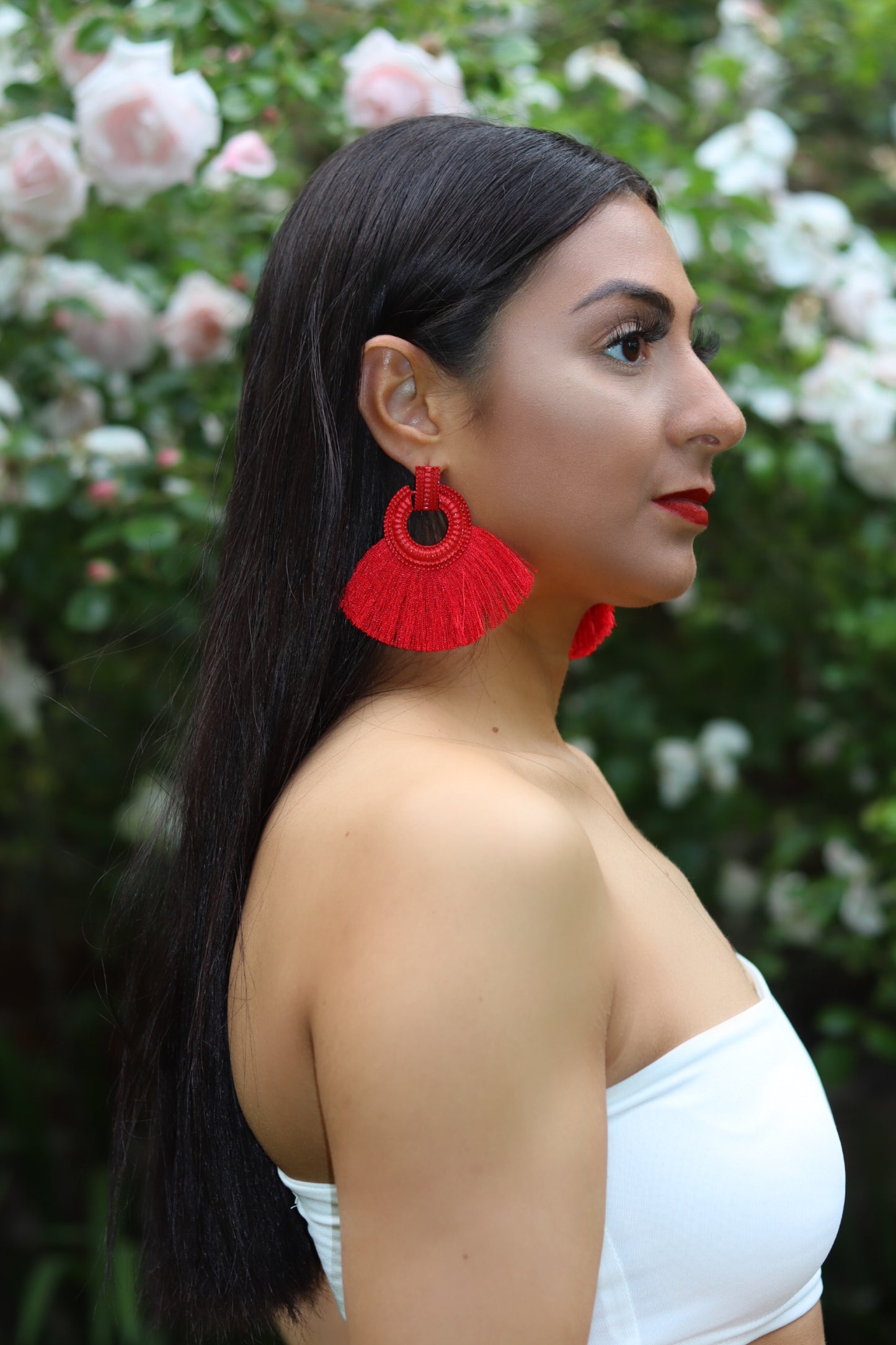 Red Bohemia Tassel Earrings