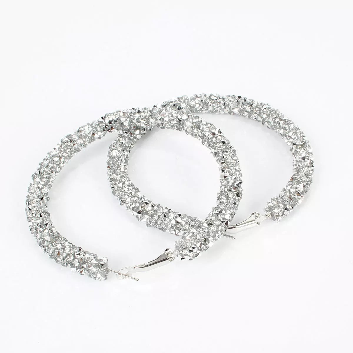 Silver Rhinestone Hoop Earrings