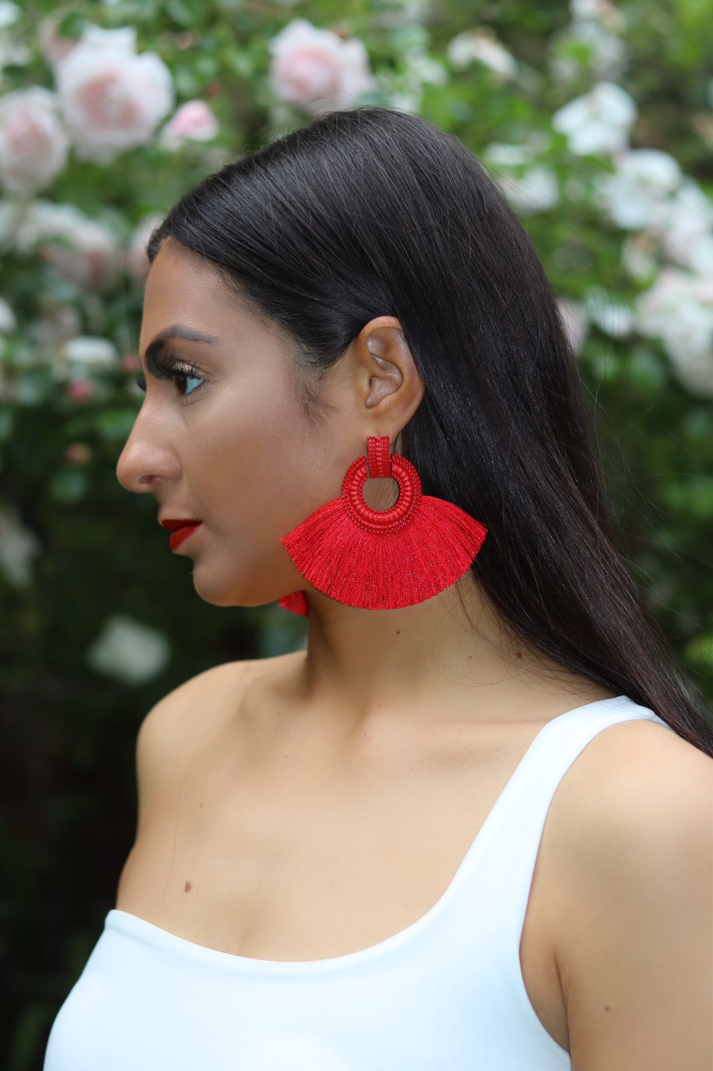 Red Bohemia Tassel Earrings