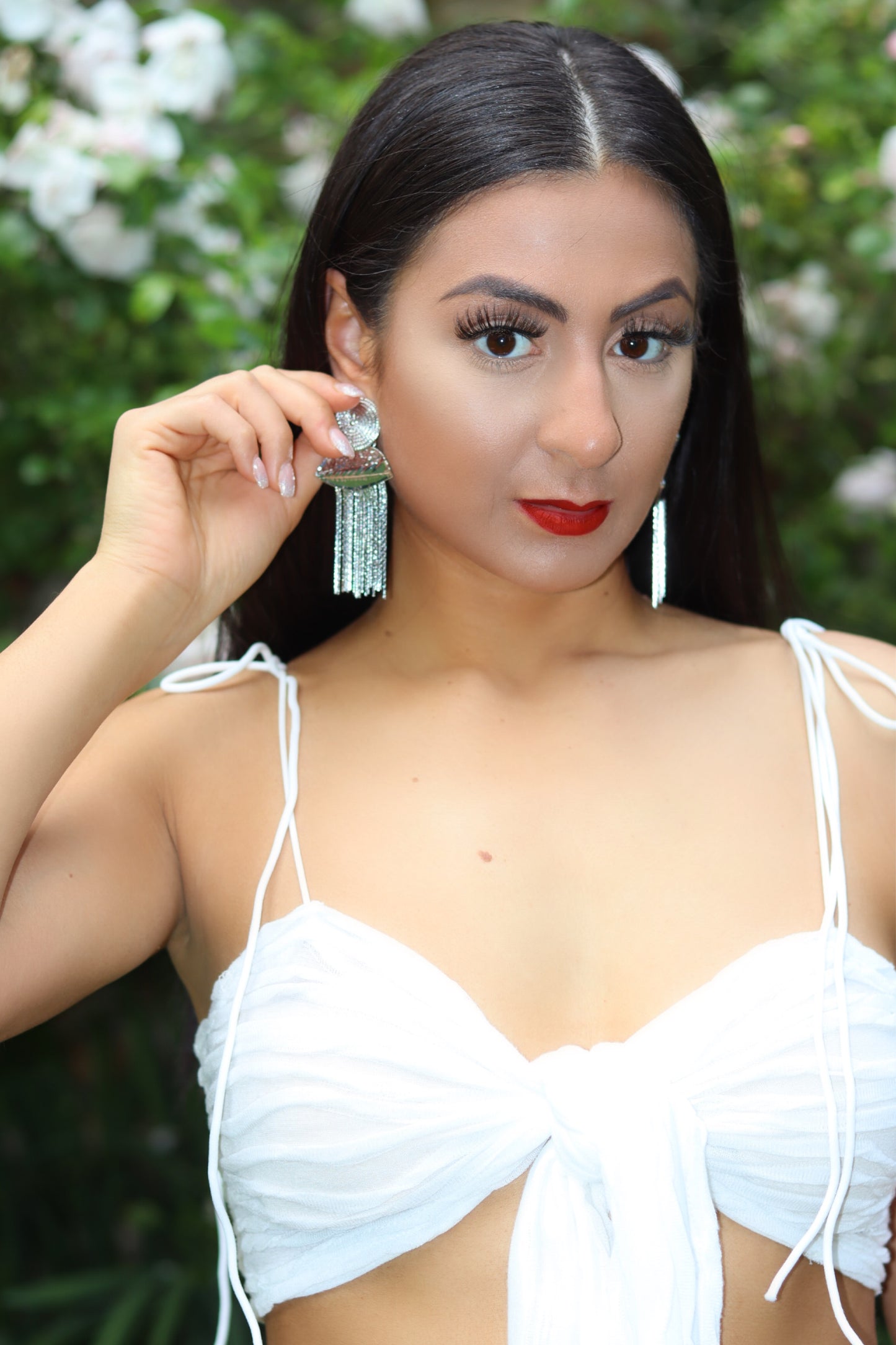 Silver Metallic Tassel Earrings