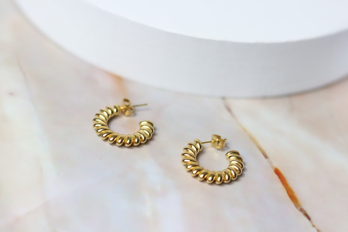 Gold Twisted Hoop Earrings
