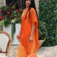 Orange Silk Sheer Shawl