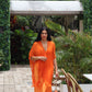 Orange Silk Sheer Shawl