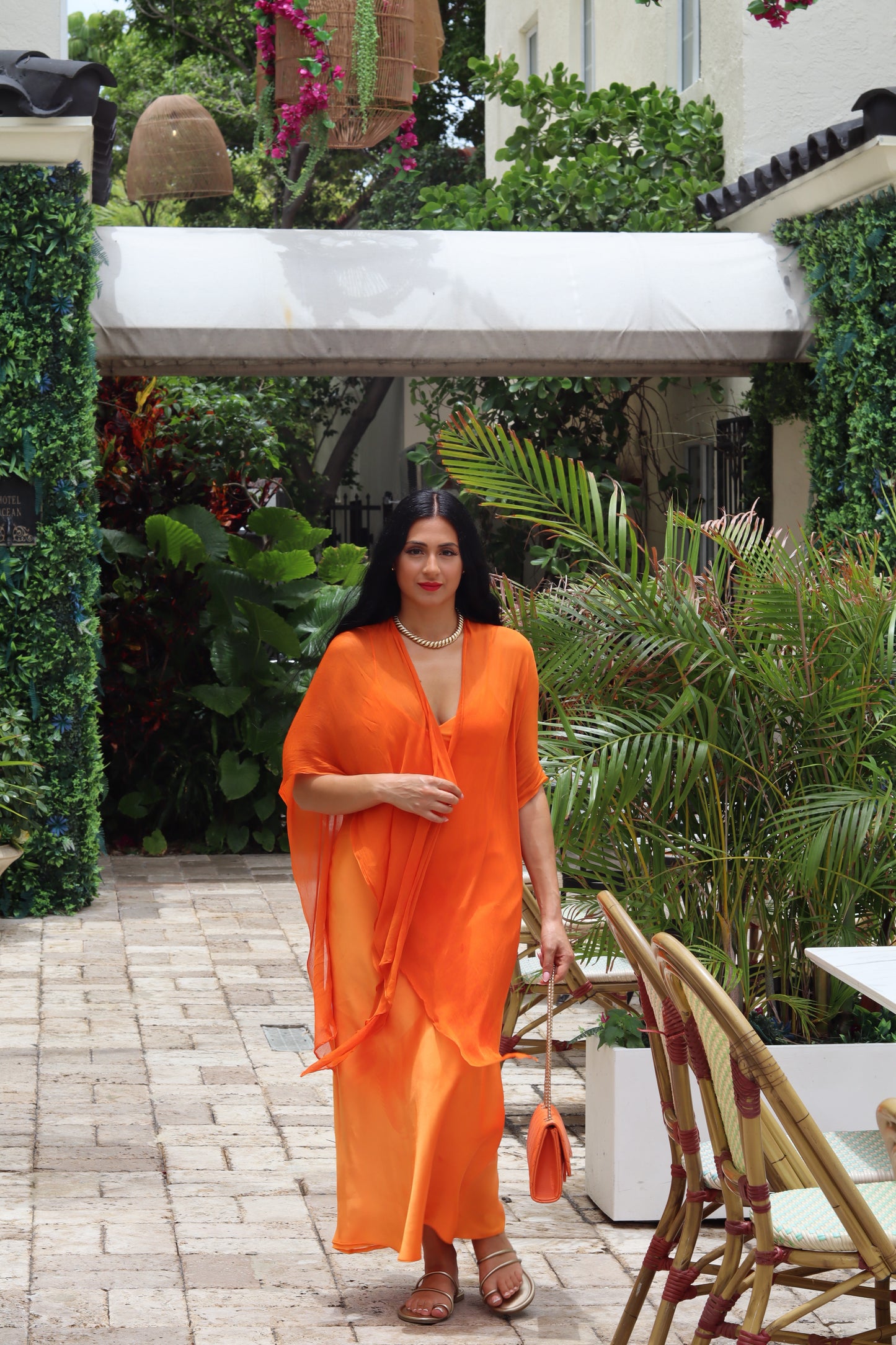 Orange Silk Sheer Shawl