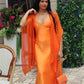 Orange Silk Sheer Shawl