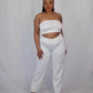 Knitted White Wide Trousers