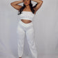 Knitted White Wide Trousers