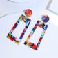 Rainbow Geometric Dangle Earrings