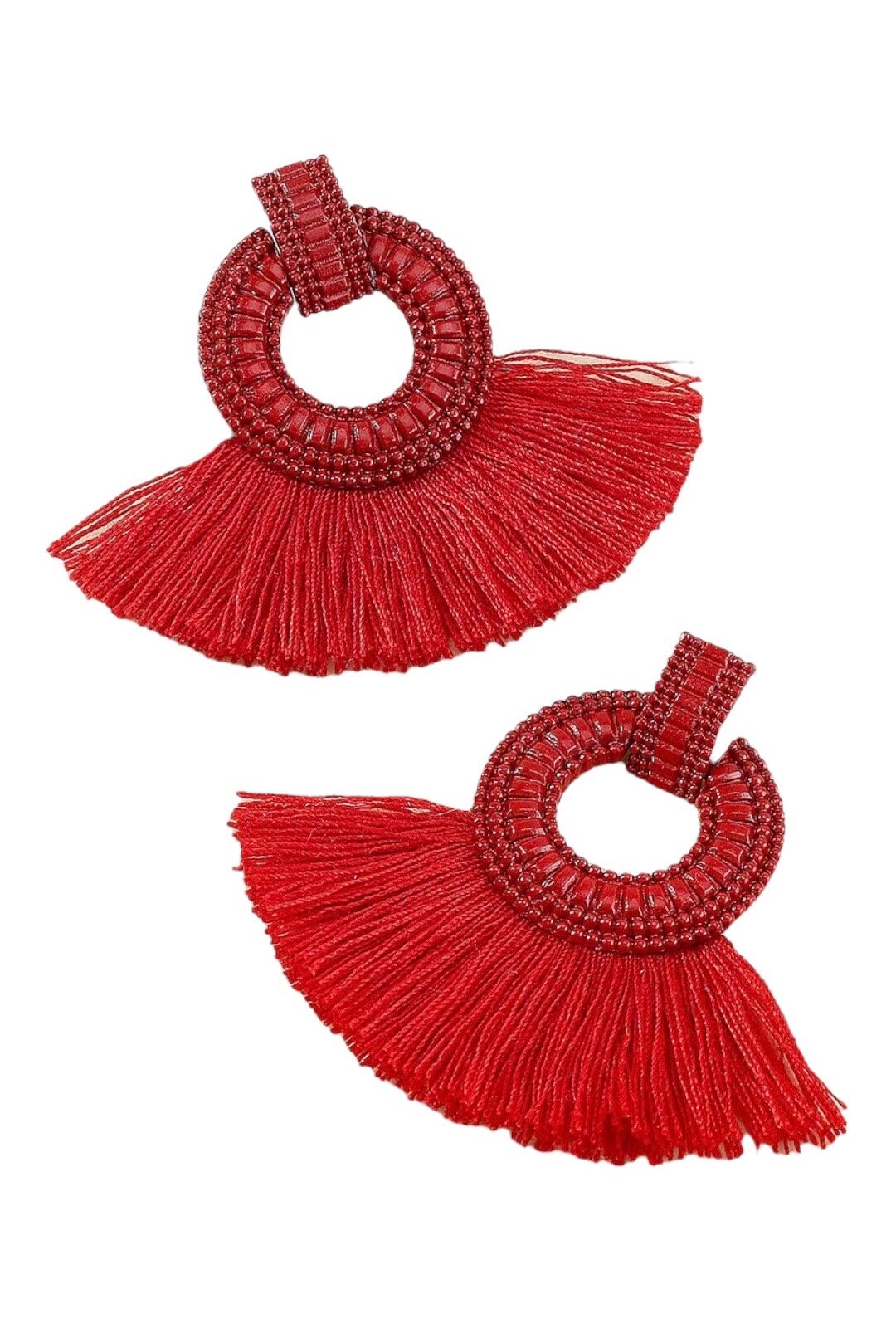Small Red Bohemia Tassel Earrings