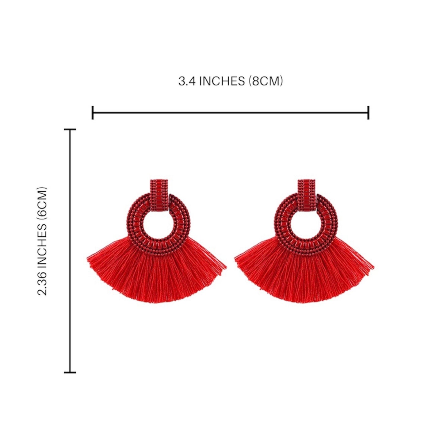 Small Red Bohemia Tassel Earrings
