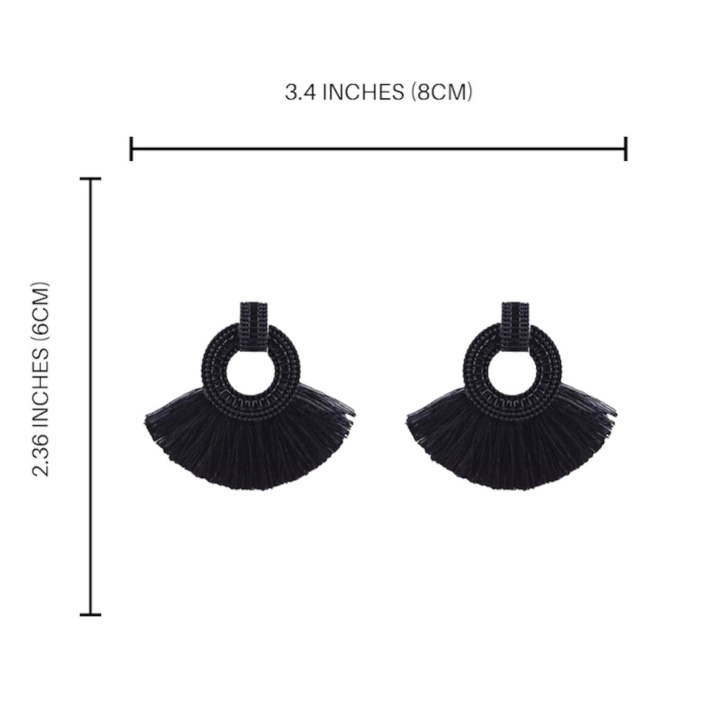 Small Black Bohemia Tassel Earrings