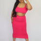 Pink Ribbed Knitted Maxi Skirt