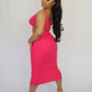 Pink Ribbed Knitted Maxi Skirt